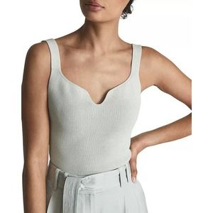 REISS Daisy Sweetheart Rib Knit Tank Medium Mint